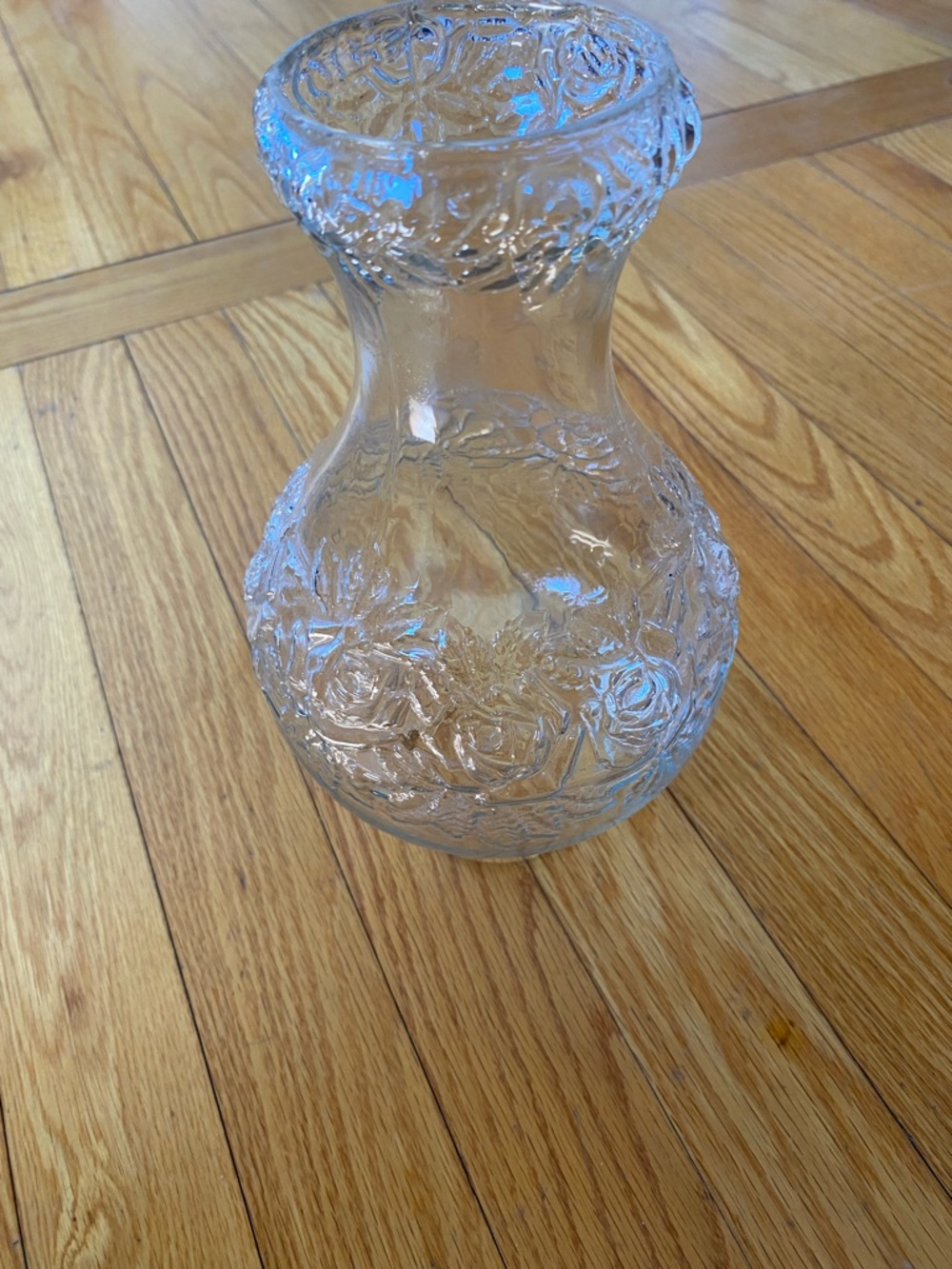 Vtg Clear Embossed Glass Kerosine Lamp Chimney - 3” base #2 & #3 burners